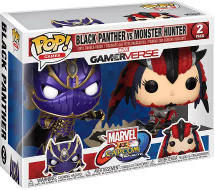 Figurine pop Black Panther vs Monster Hunter - 2 pack - Marvel Gamerverse - 1