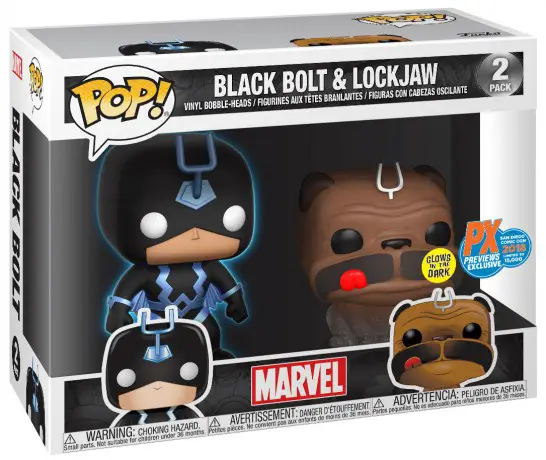 Figurine pop BlackBolt & Lockjaw - 2 Pack - Brillant dans le noir et paillettes - Marvel Comics - 1