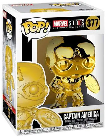 Figurine pop Captain America - Chrome Or - Marvel Studios - L'anniversaire des 10 ans - 1