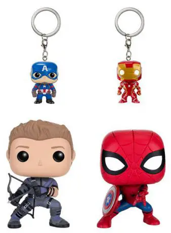 Figurine pop Captain America, Iron Man, Hawkeye & Spider-Man - 4 Pack - Captain America : Civil War - 2