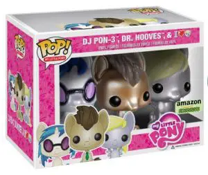 Figurine DJ Pon 3, Dr Hooves & Derpy – 3 Pack – Pailletés – My Little Pony