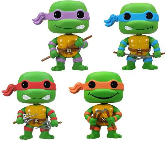 Figurine pop Donatello, Raphael, Michelangelo & Leonardo - Brillant dans le noir - 4 pack - Tortues Ninja - 2