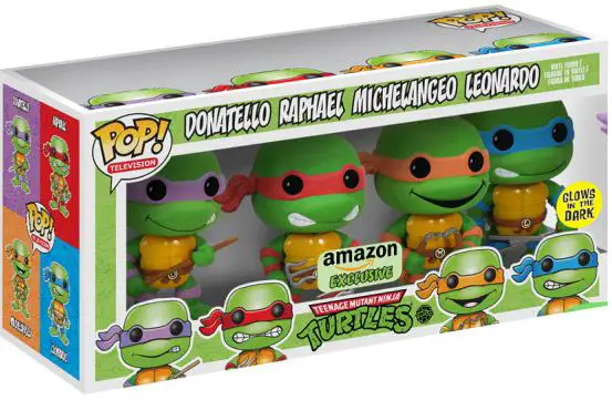 Figurine pop Donatello, Raphael, Michelangelo & Leonardo - Brillant dans le noir - 4 pack - Tortues Ninja - 1
