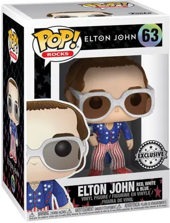 Figurine pop Elton John Rouge, Blanc & Bleu - Pailleté - Elton John - 1