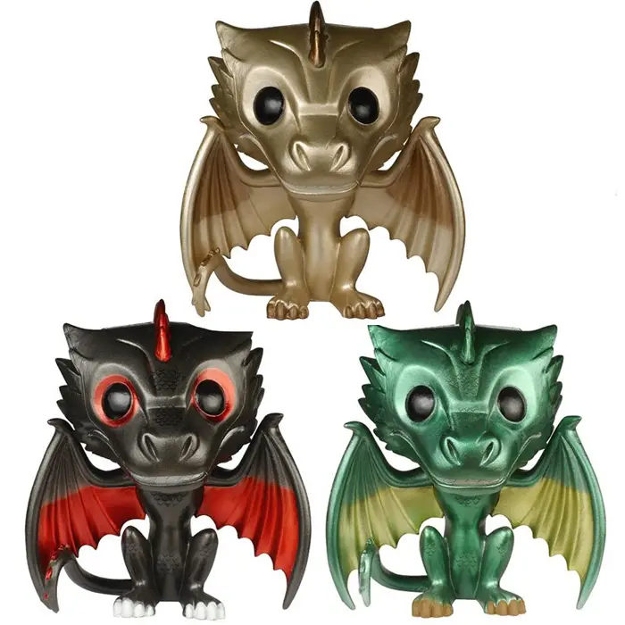 Figurine pop Figurines Rhaegal, Viserion et Drogon métallisés - Game Of Thrones - 1