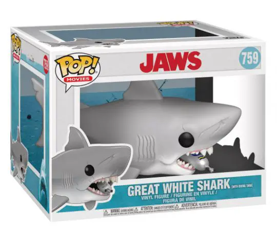 Figurine pop Grand requin blanc avec réservoir de plongée - 15 cm - Les Dents de la Mer - 1