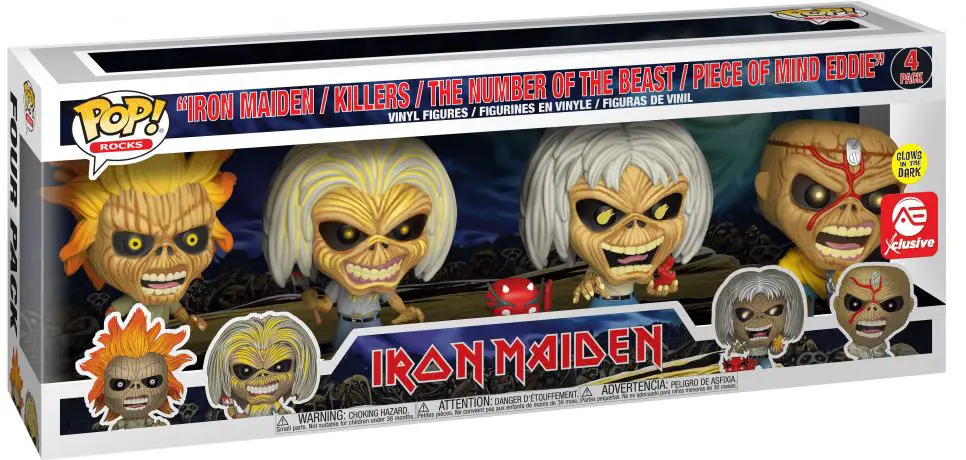 Figurine pop Iron Maiden / Killers / The Number of the Beast / Piece of Mind Eddie - Brillant dans le noir - 4 pack - Iron Maiden - 1