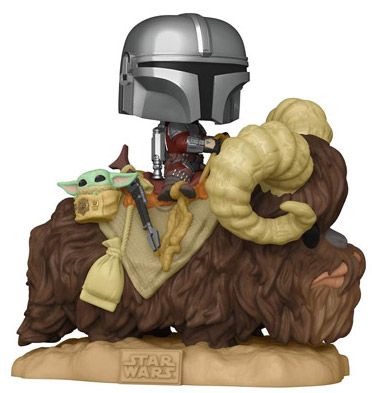 Figurine pop Mandalorian sur Bantha avec l'enfant - Star Wars The Mandalorian - 2