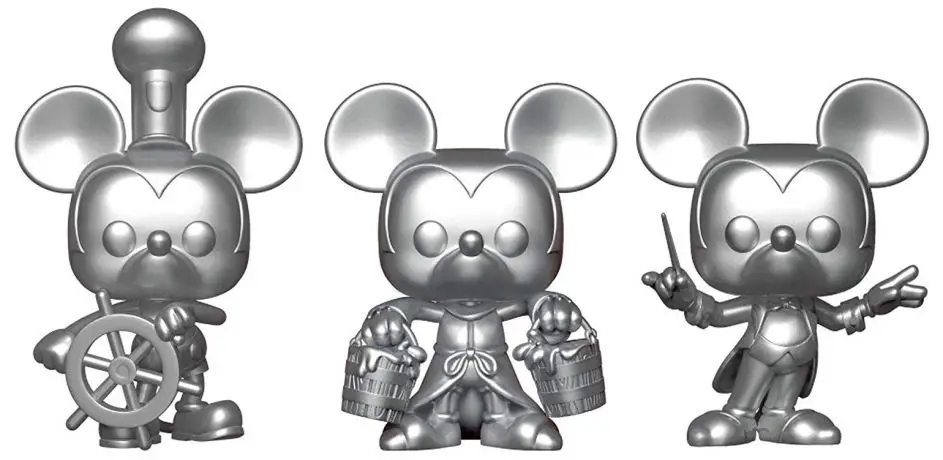 Figurine pop Mickey Mouse - Steamboat Willie, Apprenti Sorcier, Chef d'Orchestre - 3-Pack Argent - Mickey Mouse - 90 Ans - 2