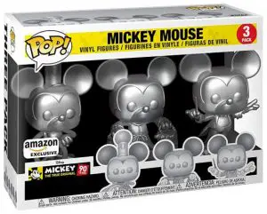 Figurine Mickey Mouse – Steamboat Willie, Apprenti Sorcier, Chef d’Orchestre – 3-Pack Argent – Mickey Mouse – 90 Ans