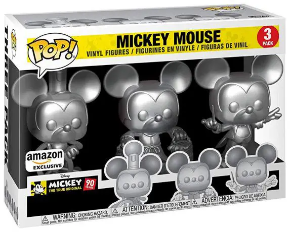 Figurine pop Mickey Mouse - Steamboat Willie, Apprenti Sorcier, Chef d'Orchestre - 3-Pack Argent - Mickey Mouse - 90 Ans - 1