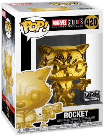 Figurine pop Rocket Raccoon - Chromé Or - Marvel Studios - L'anniversaire des 10 ans - 1